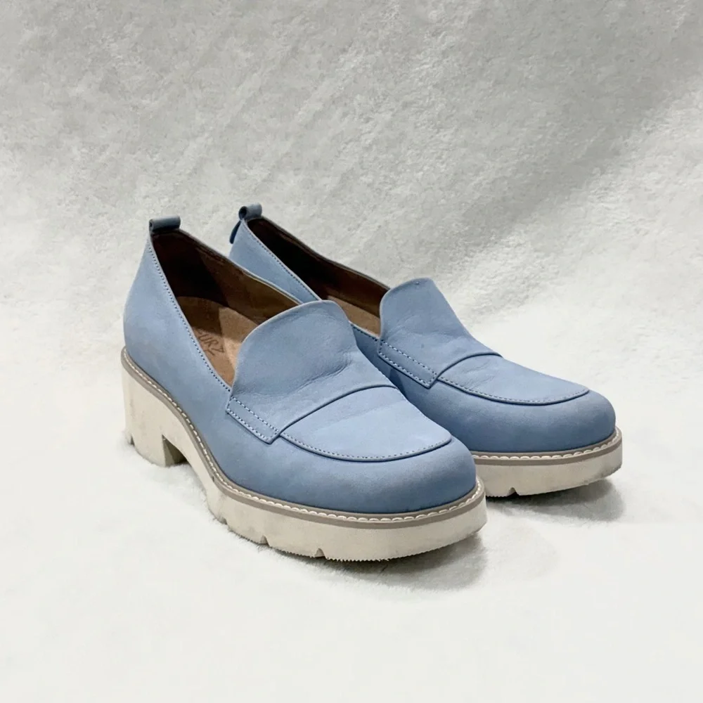 Naturalizer Blue Platform Chunky Loafers Size 7